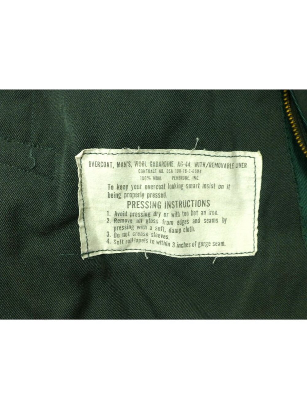 VTG U.S. Army AG-44 Wool Gabardine Overcoat 36R AG-44 Belt & Removable Liner Gre - Picture 5 of 16